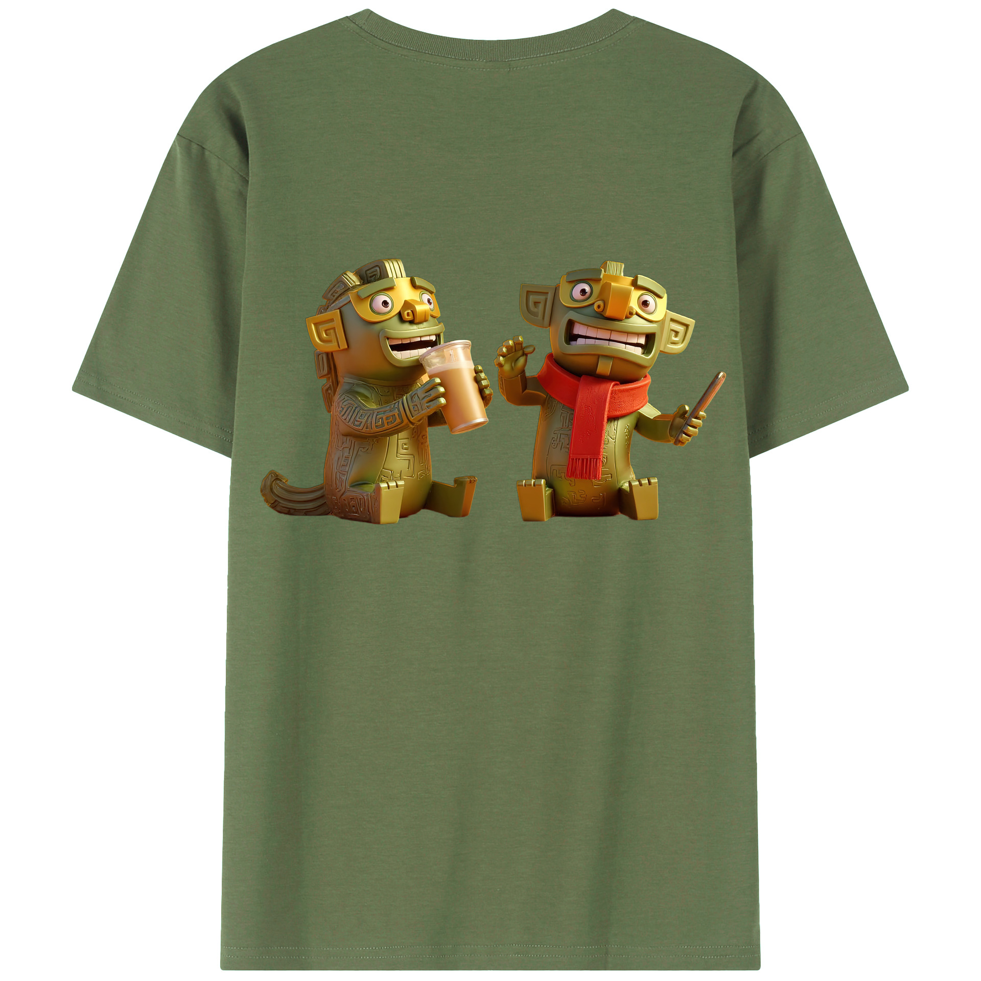 （画像用） Ne Zha 2 ナタ 魔童の大暴れ 綿100％ メンズ半袖Tシャツ（バックプリント） 通気性